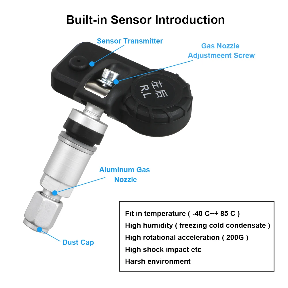 

Tire Pressure TPMS Sensor Touch Switch Auto Tire Pressure Monitoring Voice Alarm Smart Solar Temperature Warning TPMS System