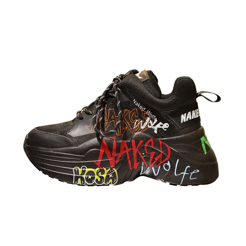 Brand luxury shoes graffiti casual women's sports shoes spring and autumn new muffin bottom comfortable breathable women's shoes
