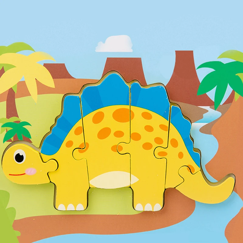 Rompecabezas de madera de dinosaurio para ni&ntilde;os y adultos, juguetes educativos, rompecabezas de madera de mariposa-0