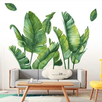 nordic green leaf plant wall sticker beach tropical palm leaves diy plant wall stickers for home decor living room kitchen