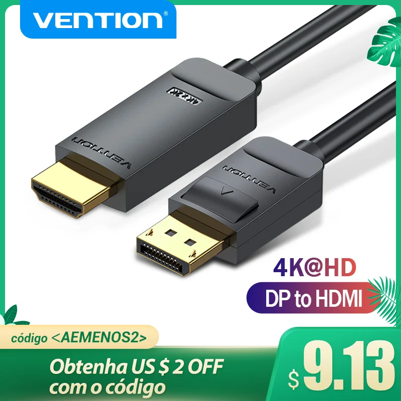 

Vention Display Port to HDMI 4K*2K 30Hz DP to HDMI Cable for PC Laptop HDTV Projector Video Audio Cable DisplayPort to HDMI