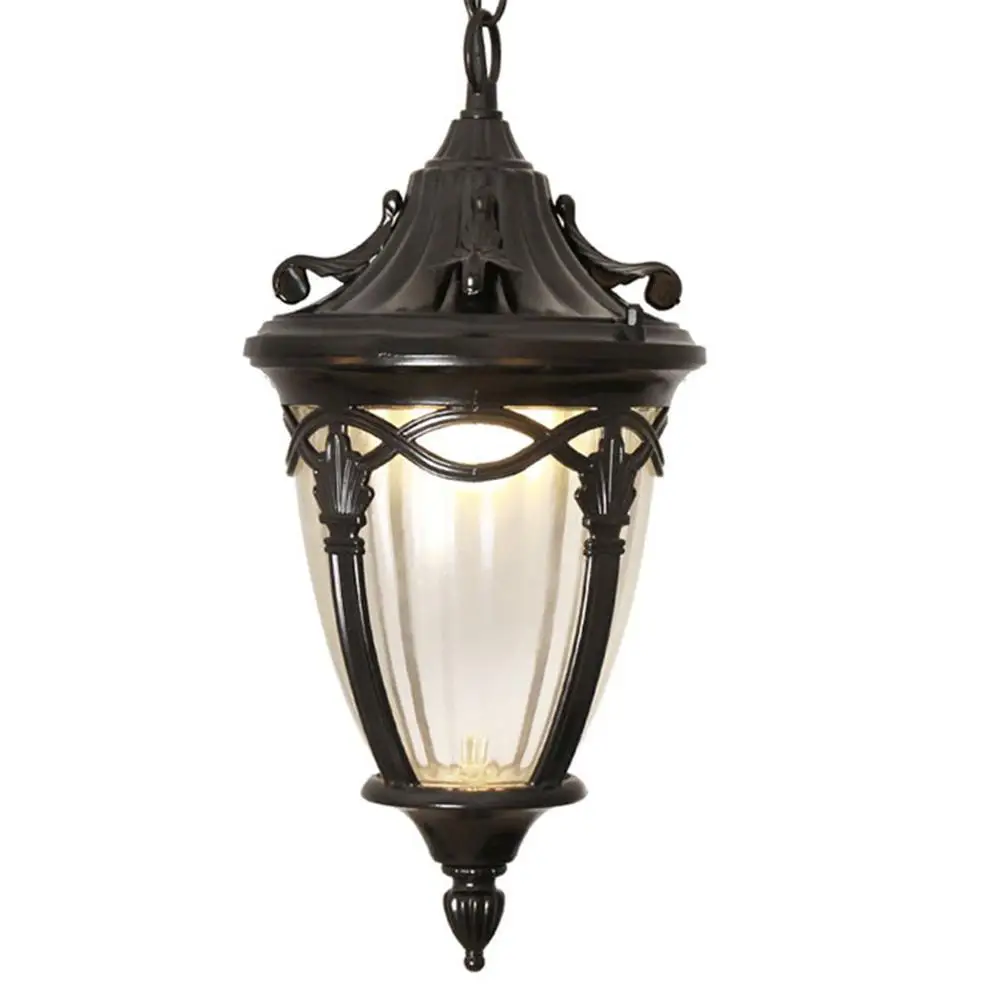Outdoor Pendant Lighting 1-Light Outdoor Hanging Lantern Farmhouse Exterior Porch Lights in Matte Black Bronze with Glass Shade