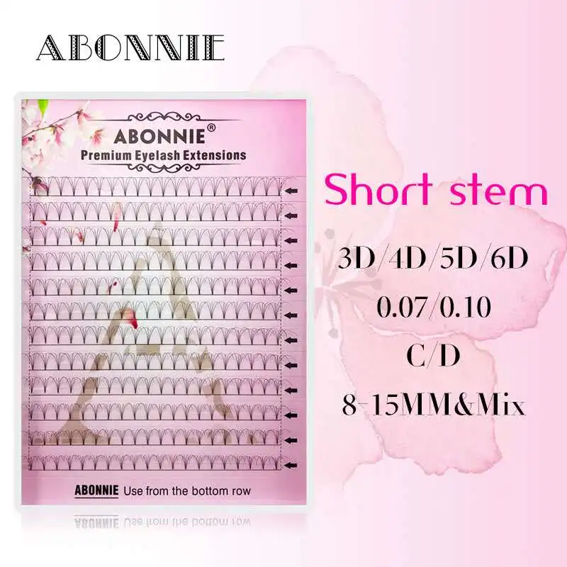 Высококачественные готовые объемные ресницы Abonnie с коротким стержнем