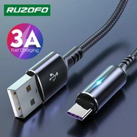 ruzofo 3a usb type c cable fast charging wire for samsung galaxy s8 s9 plus xiaomi mi9 huawei mobile phone usb c charger cable