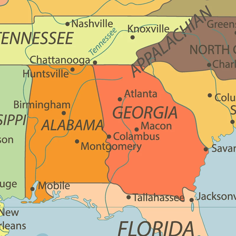 Новая карта США плакат Размер Настенный декор большая 80x60 см английская версия |