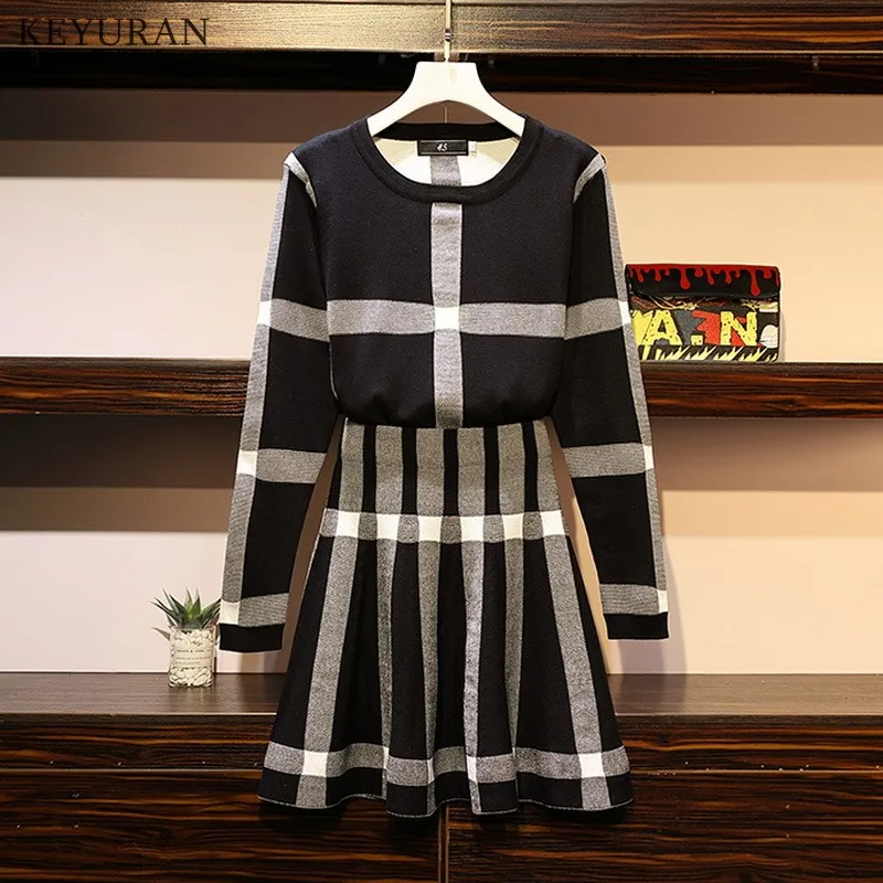 Плюс размер 5XL Новая Осенняя элегантная женская трикотажная юбка для отдыха