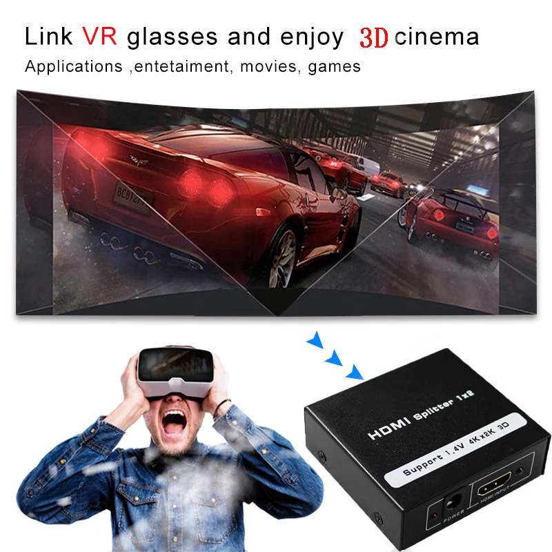 Разветвитель HD 4K HDMI 1x2 порт 3D UHD 1080p * 2K видео переключатель 1 вход 4 выхода