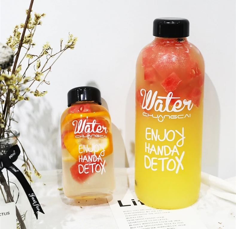 600ml 1000ml Water Bottles Sports Cycling Camping Bottle Portable Leak-proof Fruit Lemon Juice Plastic Drinking Bottle