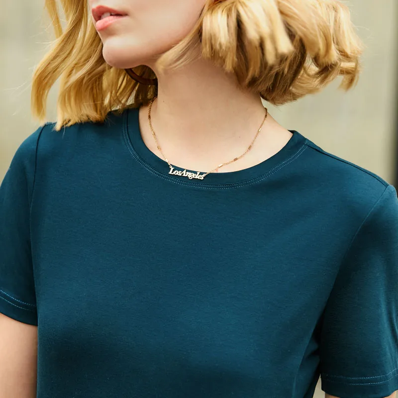 Футболка Amii женская летняя хлопковая с о-вырезом коротким рукавом 11930079 | Женская