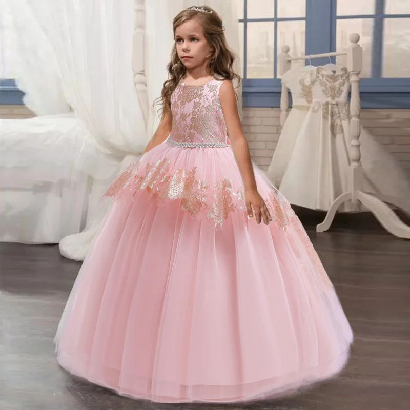 2022 Summer First Bridesmaid Dress Party Kids Dresses For Girls Costume Vestidos Princess Girl Wedding Gown 10 12 14 Years | Детская