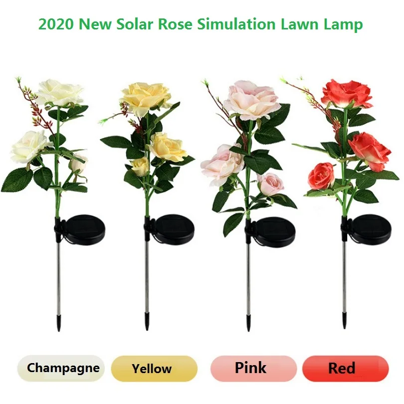 Solar Simulation Rose Garden Light LED Outdoor Decoration Lamp for Lawn/Villa/Park/Champagne/Pink/Red/Yellow White Lighting | Лампы и