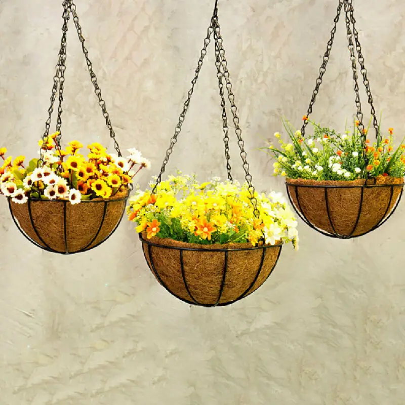 Hanging Coconut Vegetable Flower Pot Basket Liners Planter Garden Decor Iron Art | Baskets