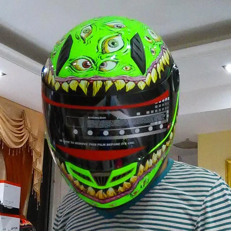 Профессиональный крутой гоночный стиль зеленый большой глаз полный лицо