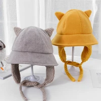 korean version of autumn and winter childrens hat japanese cute baby imitation lamb wool fisherman hat ear protection hat