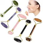 Нефритовый массажный ролик для лица, портативный двухсторонний каменный ролик для массажа лица, массажер для похудения, лифтинга, расслабления кожи