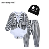 mudkingdom baby boys girls rompers outfits autumn halloween clothes skeleton striped hats 3pcs long pants set