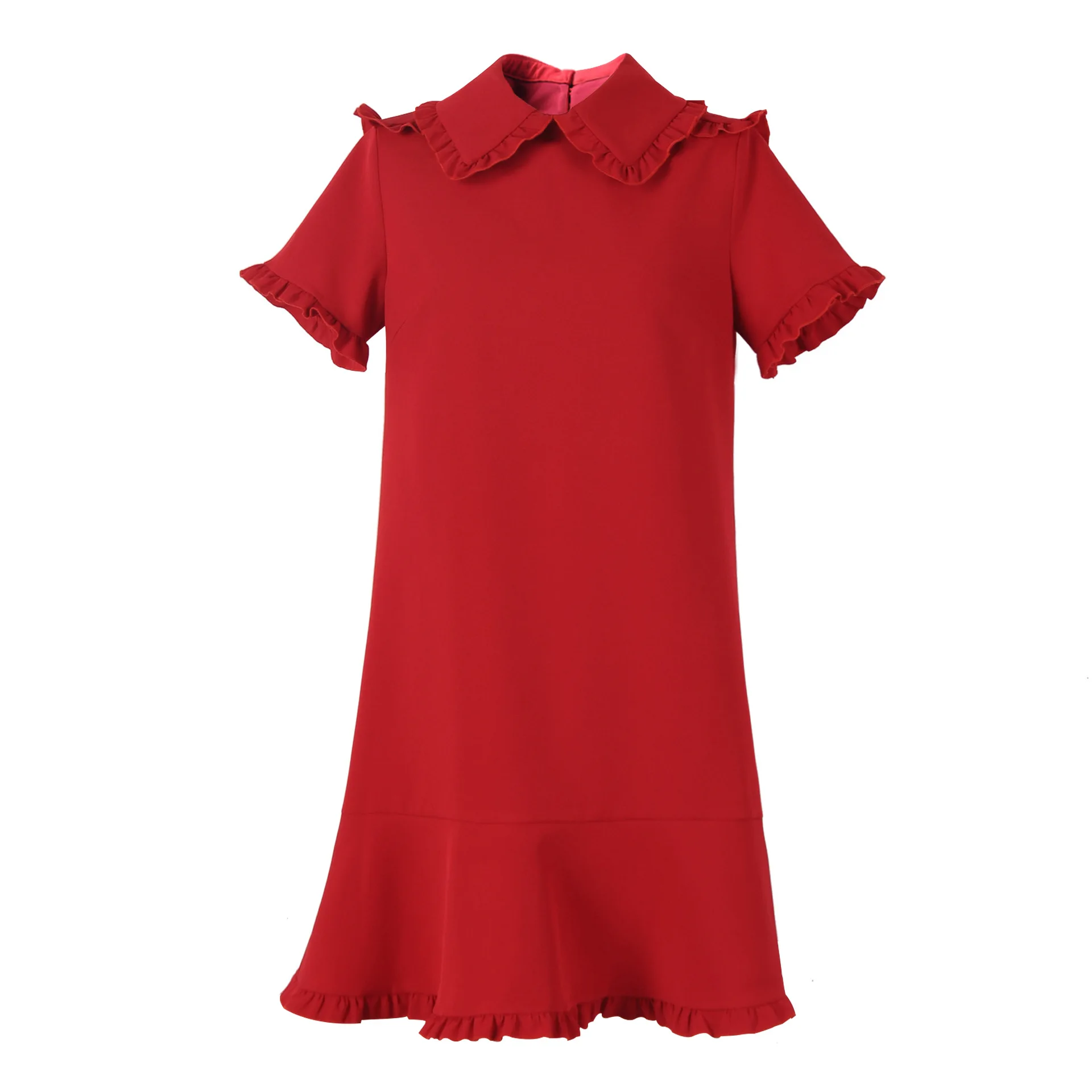 

2020 spring new women's fashion star Tang Yan same big red sweet baby collar Short Sleeve Dress