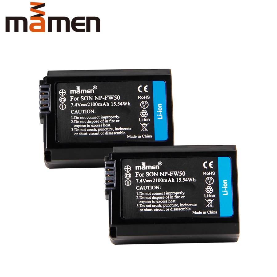 Mamen 2 шт. NP-FW50 NPFW50 NP FW50 батарея для цифровой камеры для sony A5000 A5100 A6000 A6100 1130 мАч перезаряжаемые литиевые батареи
