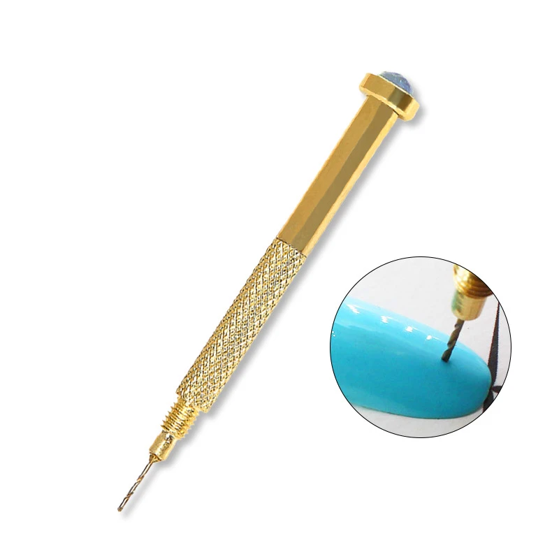 

Professional 1pcs Nail Art Hand Drill Hole Maker Dotting Pen Piercing Dangle Tools Manicure Nail Art Tool Random Colors
