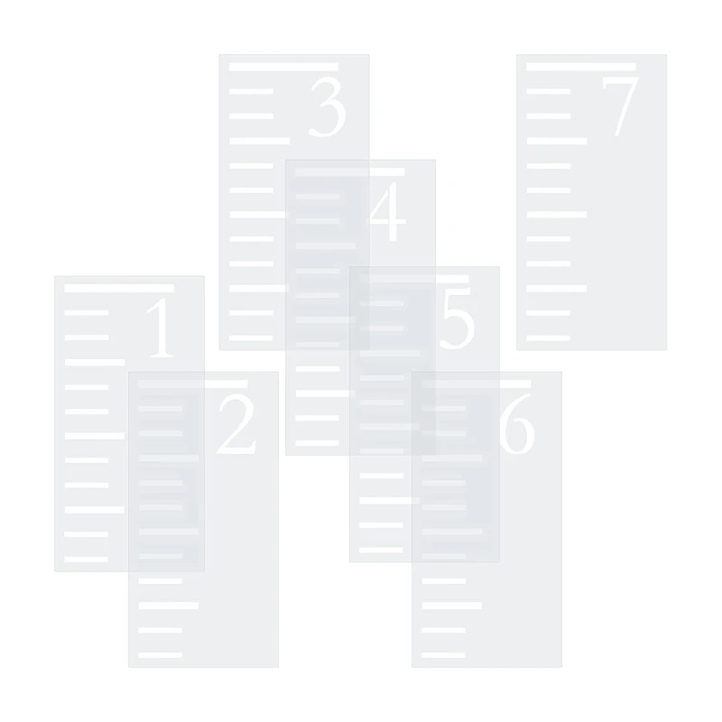 

7 PCS Growth Chart Stencil Kids Height Growth Chart Ruler Template Reusable for Painting on Wood and Wall Decor