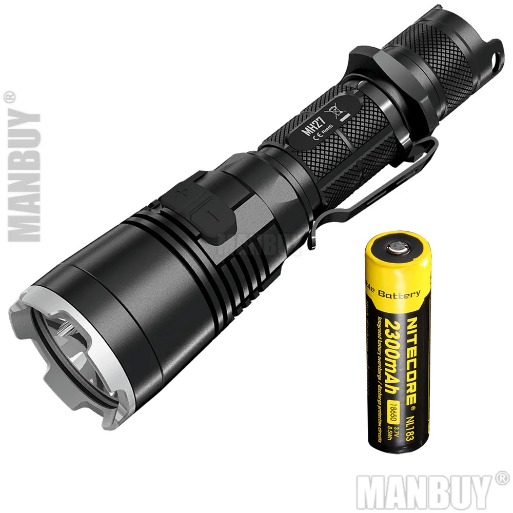 SALE NITECORE MH27+2300mAh 18650 Battery Rechargeable Flashlight CREE XP-L HI V3 1000LMs RGB LED High Bright Torch Free shipping | Лампы и