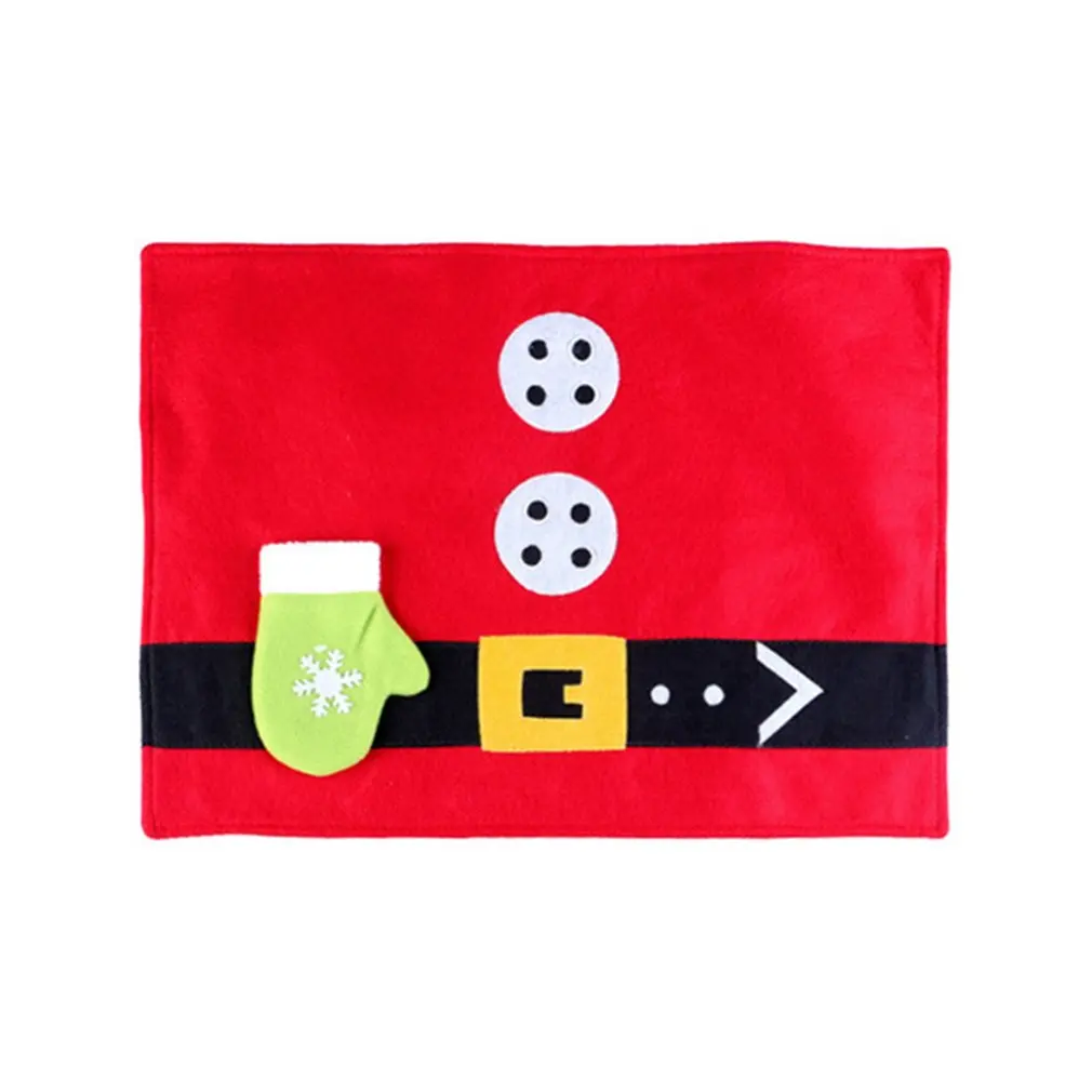 Рождественские настольные коврики с снежными перчатками зеленый мешок для ножей