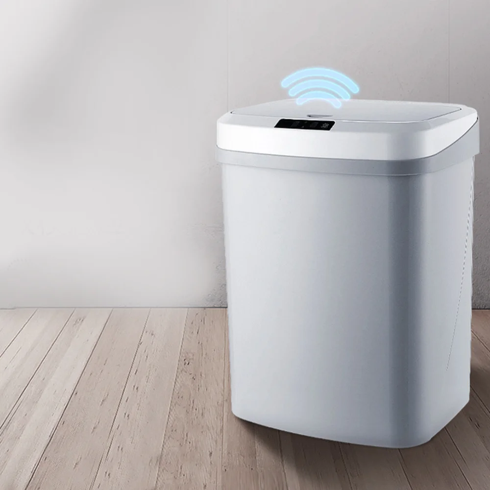 

Grey Battery Powered 15L Smart Automatic Trash Can Sensor Smart Home Bedroom Bedroom Kitchen Garbage Storage Barrels Househol