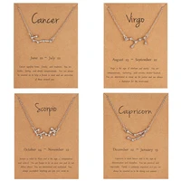 classic silver color star zodiac necklace women constellation pendant choker rhinestone jewelry fashion style best friend gift