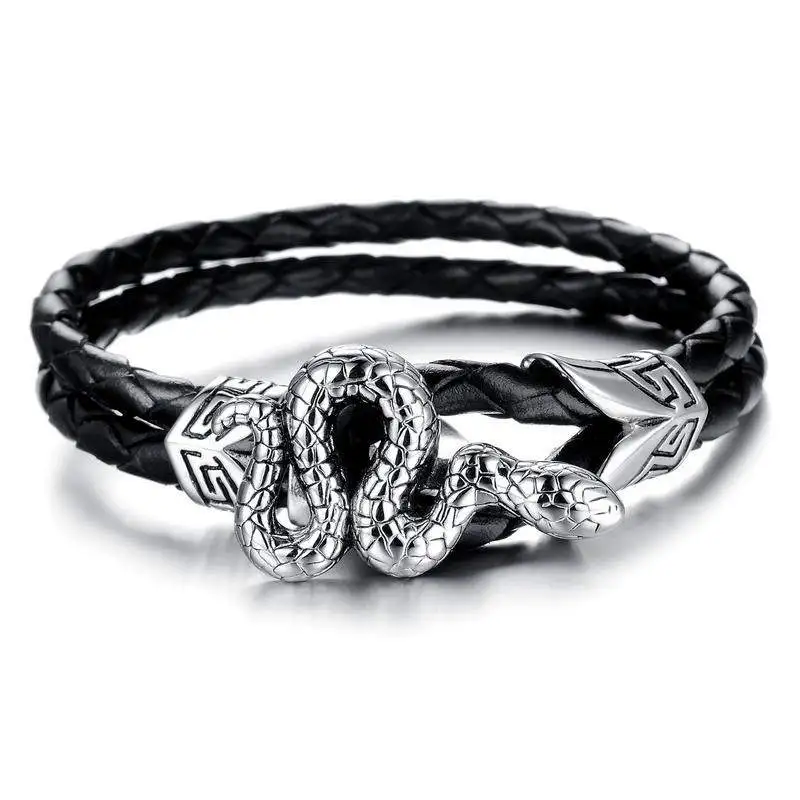 Мужской браслет из кожи и титановой стали Hemiston|Цепочки браслеты| |