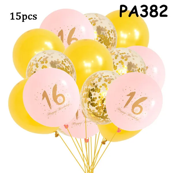 16 yellow pink Сладкий 16-й вечерние украшения шар цвета розового золота фоновое украшение 16 алюминиевая пленка шар с днем рождения поставки PAT72 - Цвет: 16 yellow pink