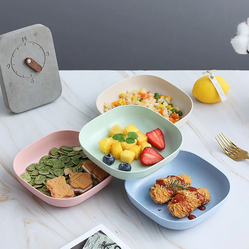 

15cm deep square dish spit bone dish household small plate dish bone dish garbage dish wheat salad dish snack dish