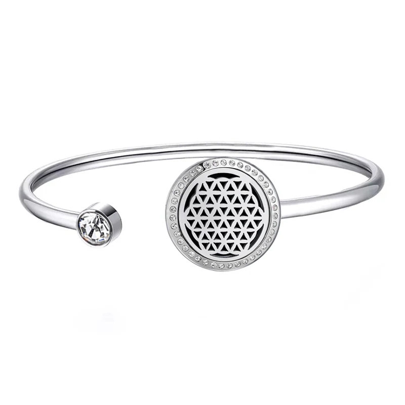 20mm with crystals 20 мм магнит лотоса может вихнуть вверх и вниз аромат медальон из нержавеющей стали браслет распылитель эфирных масел браслет с Медальоном(Прямая поставка - Окраска металла: 20mm with crystals