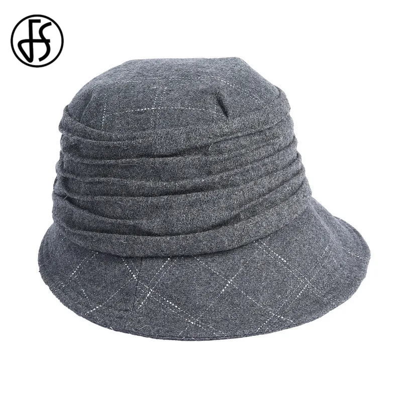 Женская винтажная фетровая шляпа FS черная серая или красная в британском стиле