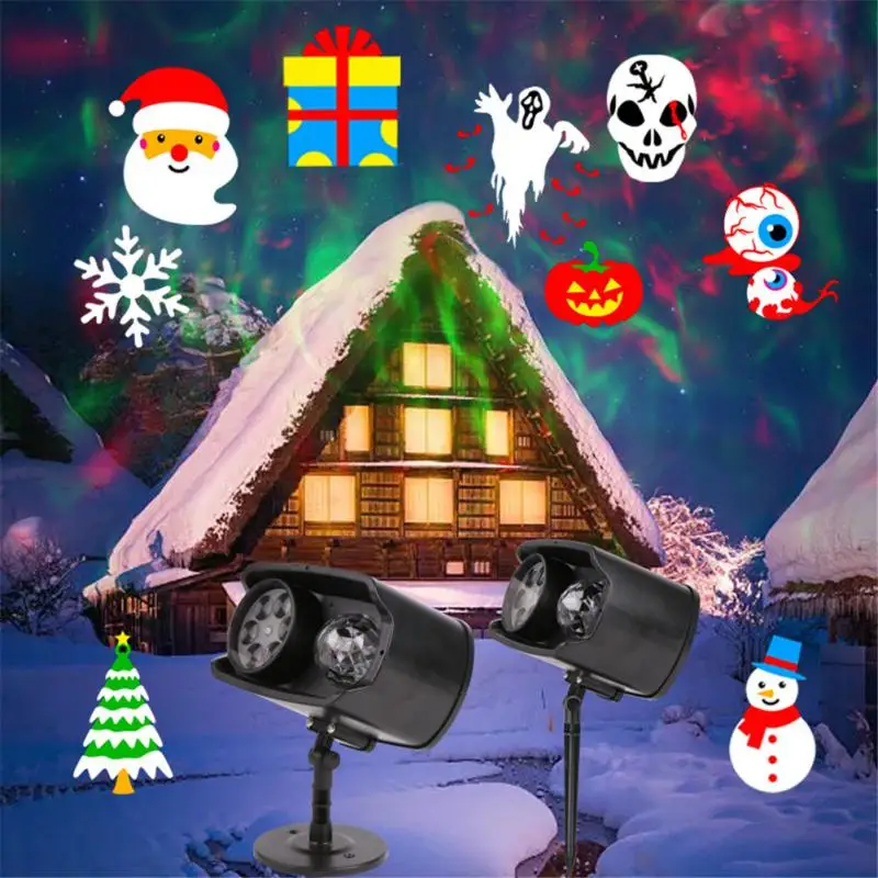 

Water Pattern Projection Lamp Halloween Decoration Festival Atmosphere Lights Dual Tube LED Waterproof 9 Pattern Film Lamp HOT