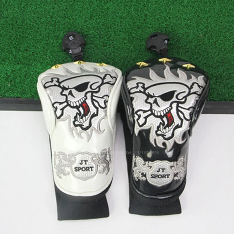 

3pcs Golf Club Driver Fairway Wood Head Cover PU Leather with Skull Pattern Headcover With No Tag 3 5 7 x