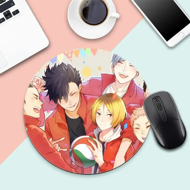 

Haikyuu volleyball Hinata Kageyama Office Mice Gamer Soft Mouse Pad Round Non slip Cushion