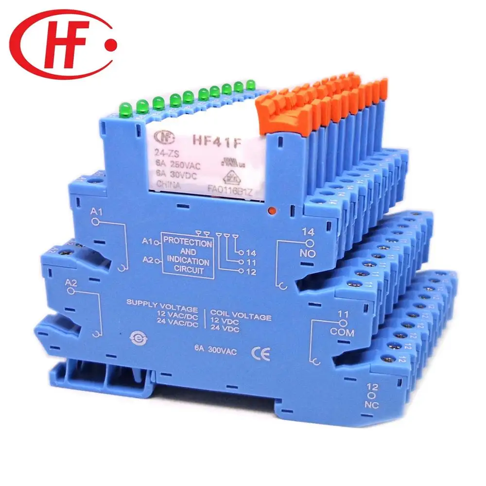 10 шт. реле HF41F 24 ZS 12 5 в В 230 6A 1CO Slim/SSR с винтовой головкой светодиодный защитной