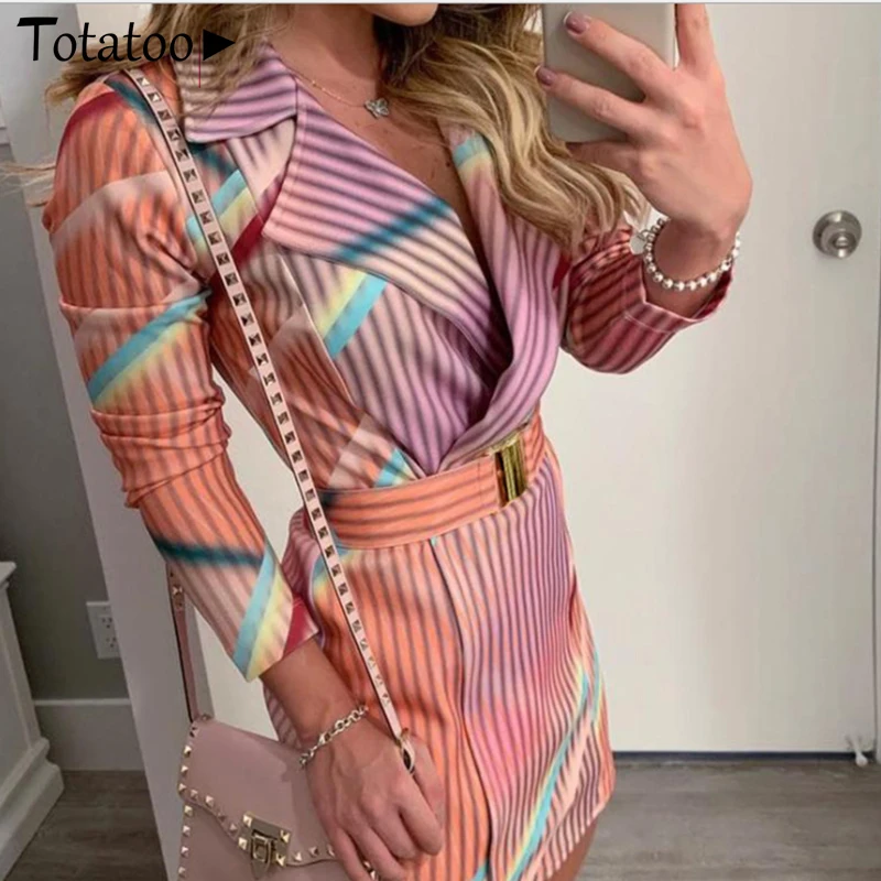 Женское платье-блейзер в разноцветную полоску Totatoop облегающее платье с отложным