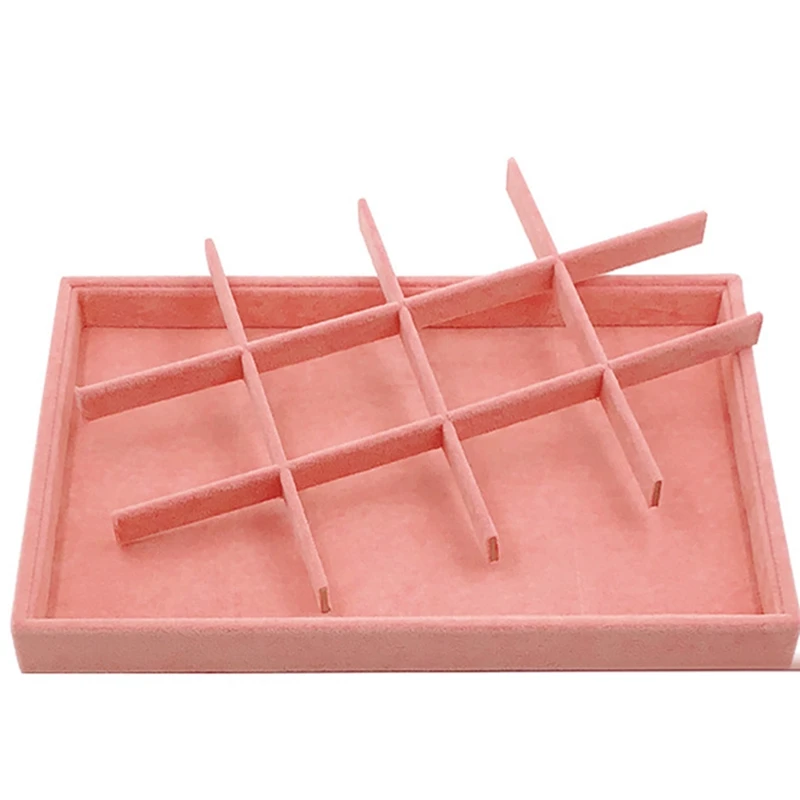 

Pink Velvet Jewelry Ring Display Organizer Case Tray Holder Necklace Earrings Bangle Storage Box Showcase Jewelry Stand Holder