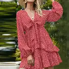 Модное летнее Мини-Платье ZANZEA 2022, женский сарафан с принтом, с пышными рукавами и цветочным принтом, женское платье с V-образным вырезом, большой размер 7