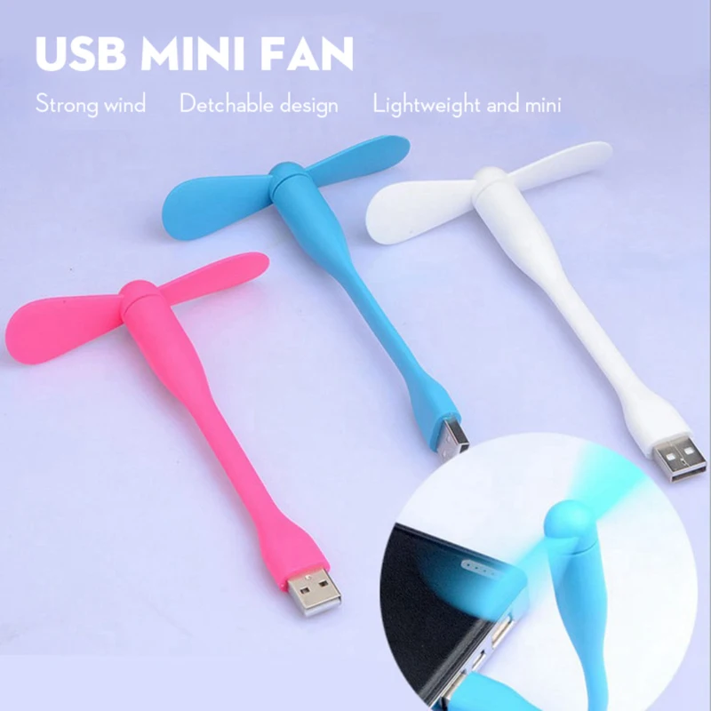 

Mini USB Fan Flexible Portable Mini Fan New USB LED Light Lamp Xiaomi Book for Power Bank Notebook Computer Portable USB Gadgets