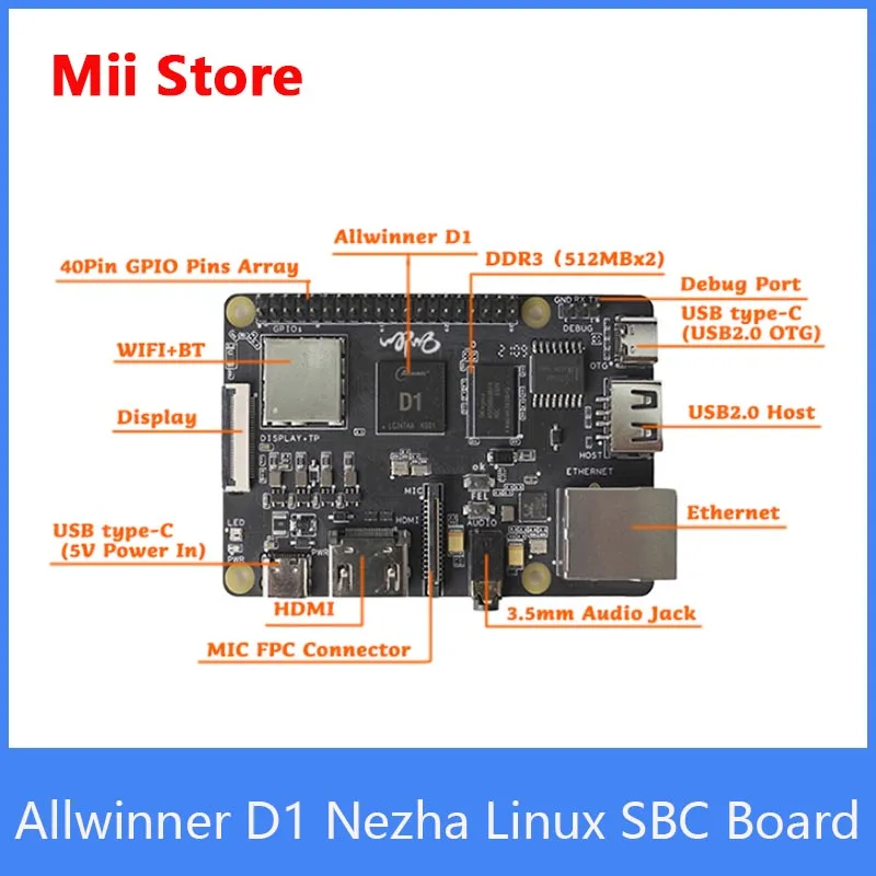 Allwinner D1 Nezha 64bit RISC-V Linux SBC Development board 1.0GHz with 1GByte DDR3 Support Tina/Debian system | Компьютеры и офис