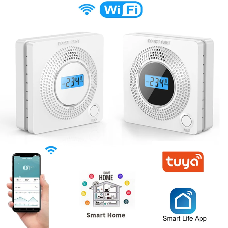 

Сигнализация газовая 2 в 1, с ЖК-дисплеем, Wi-Fi