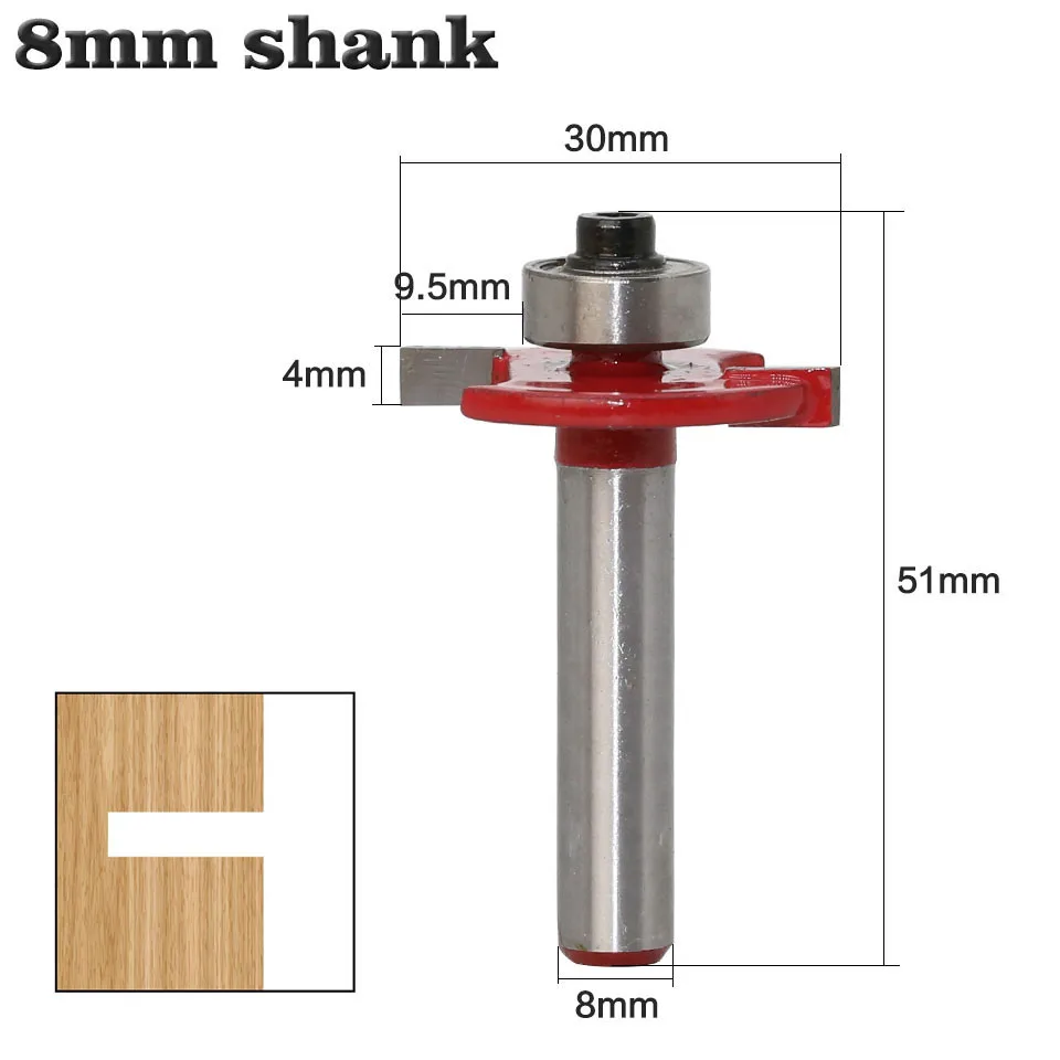 

1PC 8MM Shank Milling Cutter Wood Carving T Type Jointing & Slotting Cutter T-Track Slotting & T-Slot Wood Router Bit Milling