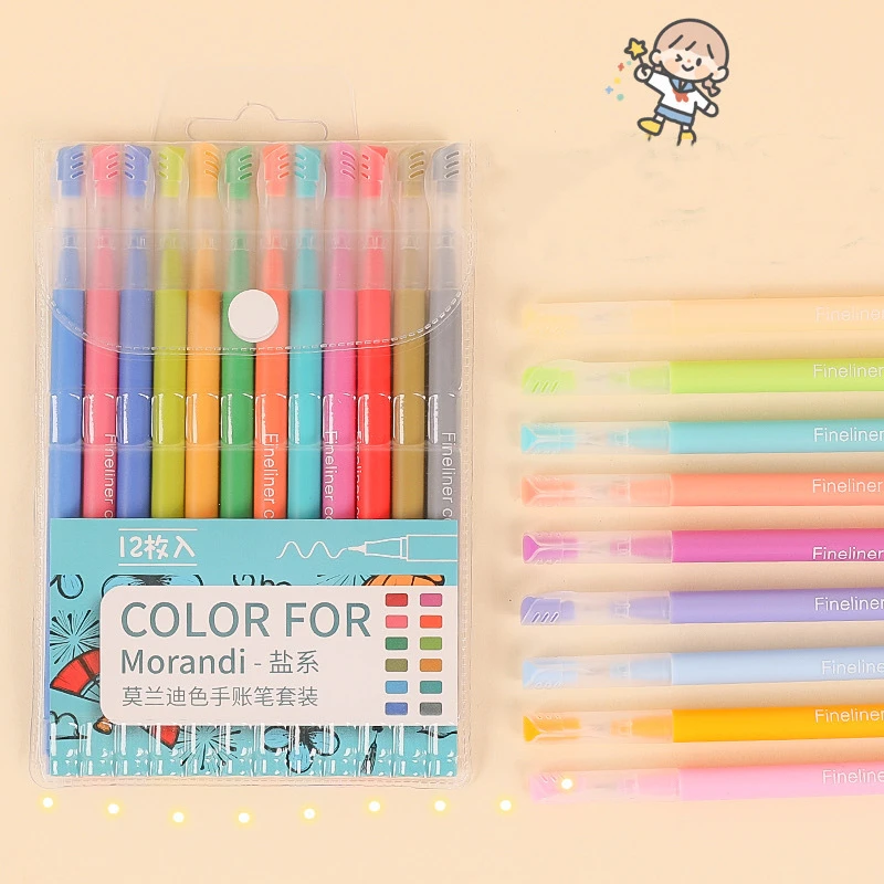 

Yisuremia New Arrival 12Pcs/Set Morandi Kawaii 0.4mm Fineliner Color Gel Pen Graffiti Drawing Writing Pens School Stationery