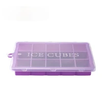 1pcs silicone ice lattice with cover 15 24 lattice household square ice box summer creative jelly mold ice cubes