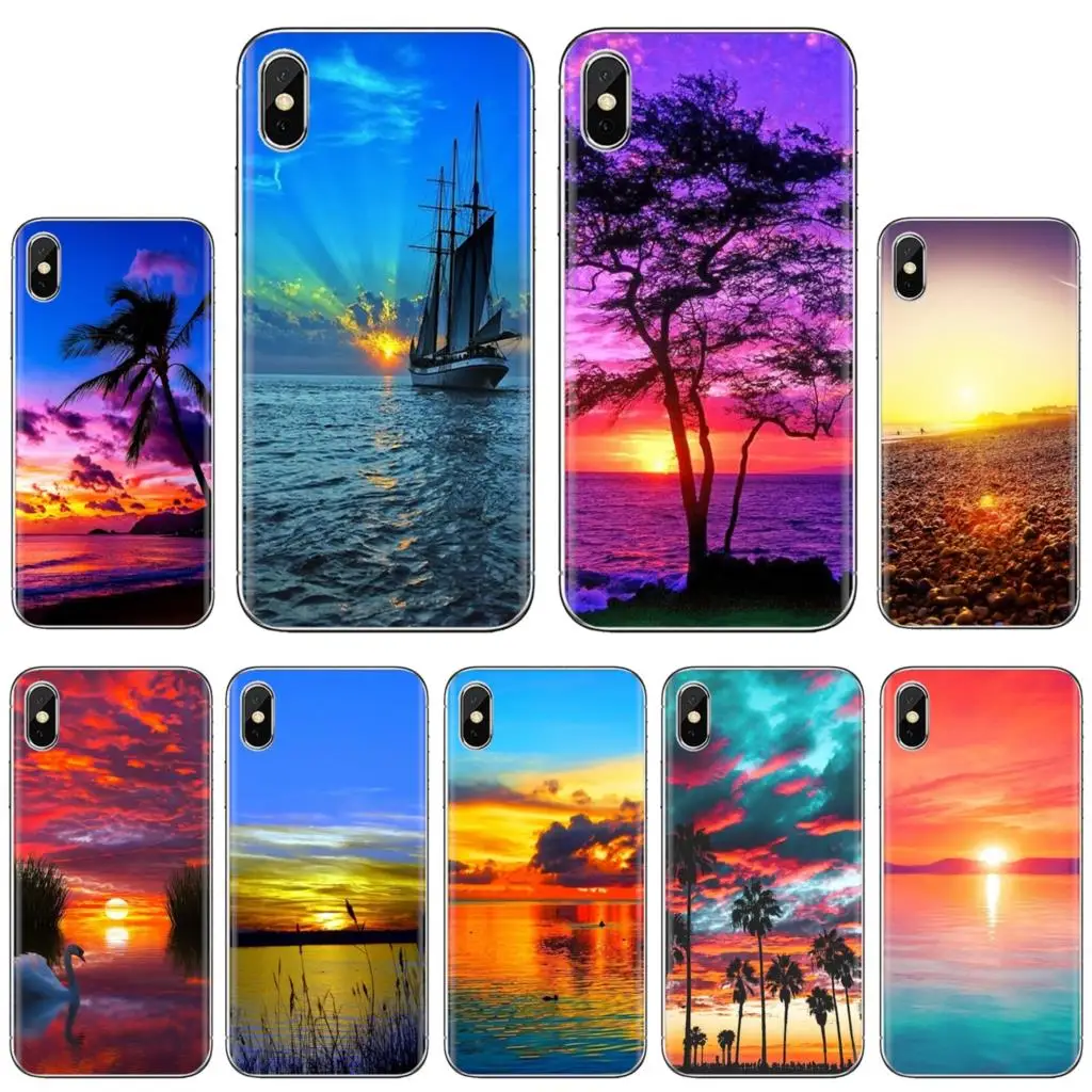 Мягкий чехол для Huawei P8 P9 P10 P20 P30 P Smart 2019 Honor Mate 9 10 20 8X 7A 7C Pro Lite закат море волны