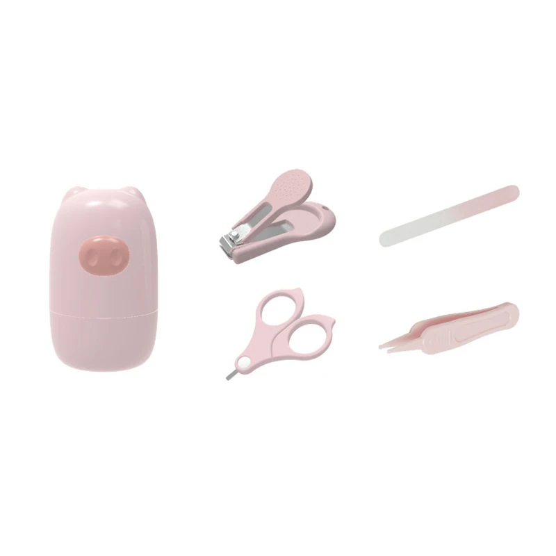 Pink pig 4pcs 8 шт./компл. Уход и гигиена ребёнка лак для волос термометр Набор щеток для ухода, клиппер с Многофункциональный Детский Набор предметов личной гигиены по уходу за ребенком - Цвет: Pink pig 4pcs