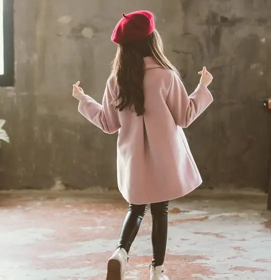 Осеннее шерстяное пальто для девочек от 3 до 12 лет Детская куртка одежда Милая