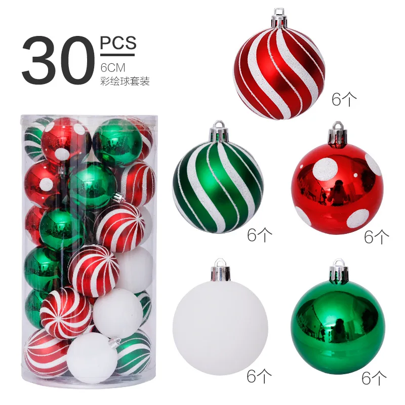 

30pcs/Set Color Glitter Christmas Balls 6cm Irregular Christmas Spheres Balls Pendant For Christmas Tree Decor Hanging Xmas Gift